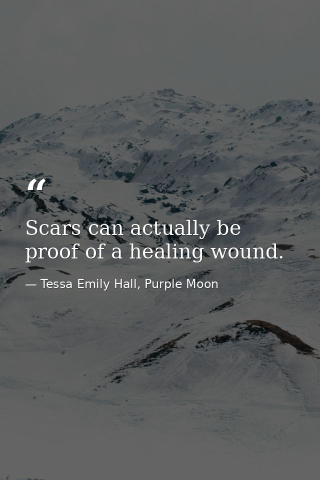 Scars can actually be proof of a healing wound. — Tessa Emily Hall, Purple Moon