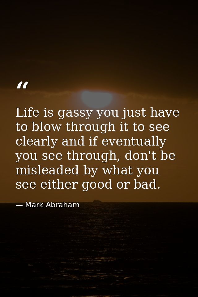 Life is gassy you just have to blow through it to see clearly and if eventually you see through, don't be misleaded by w — Mark Abraham