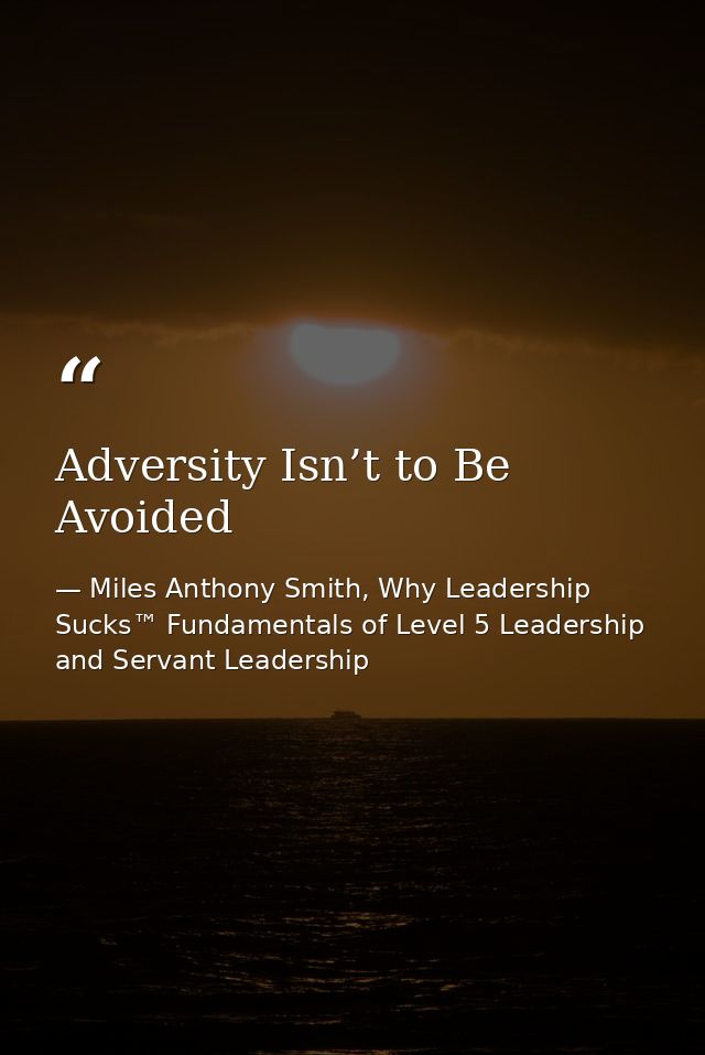 Adversity Isn’t to Be Avoided — Miles Anthony Smith, Why Leadership Sucks™ Fundamentals of Level 5 Leadership and Servant Leadership