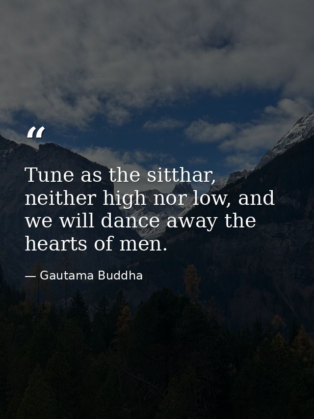 Tune as the sitthar, neither high nor low, and we will dance away the hearts of men. — Gautama Buddha