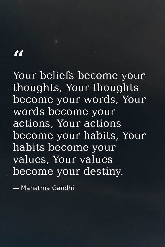 Your beliefs become your thoughts, Your thoughts become your words, Your words become your actions, Your actions become  — Mahatma Gandhi