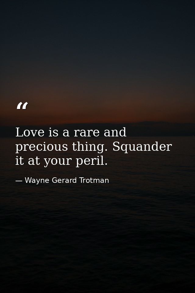 Love is a rare and precious thing. Squander it at your peril. — Wayne Gerard Trotman