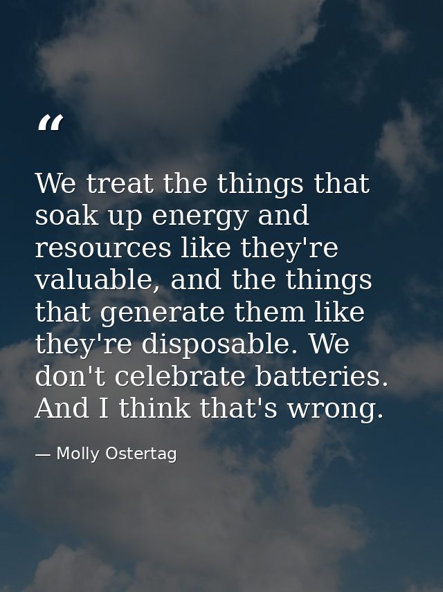 We treat the things that soak up energy and resources like they're valuable, and the things that generate them like they — Molly Ostertag