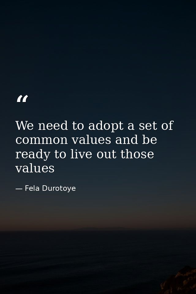 We need to adopt a set of common values and be ready to live out those values — Fela Durotoye