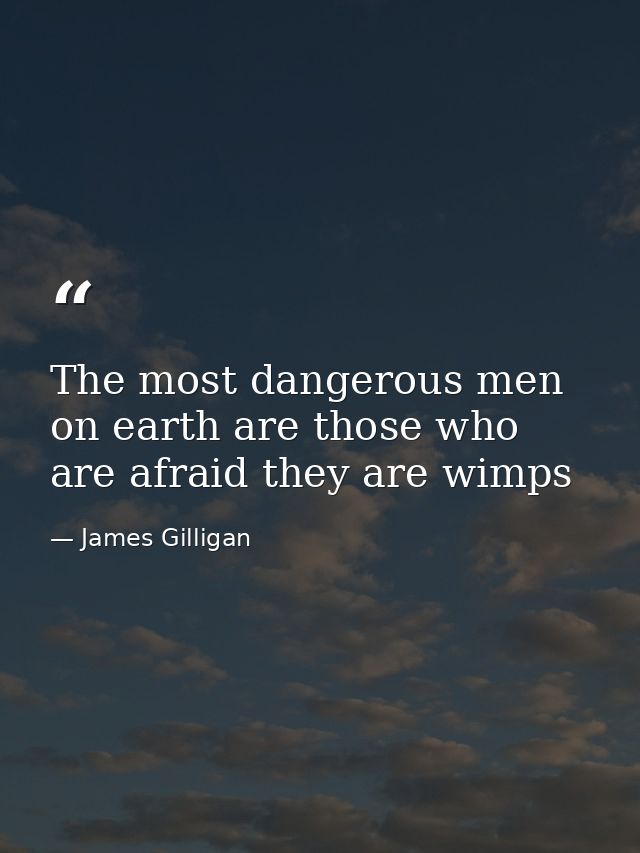 The most dangerous men on earth are those who are afraid they are wimps — James Gilligan