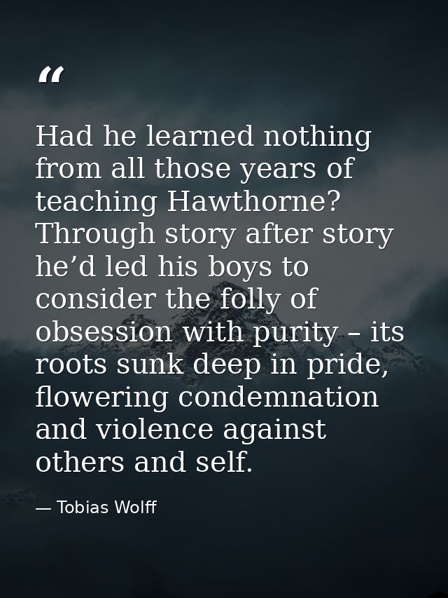 Had he learned nothing from all those years of teaching Hawthorne? Through story after story he’d led his boys to consid — Tobias Wolff