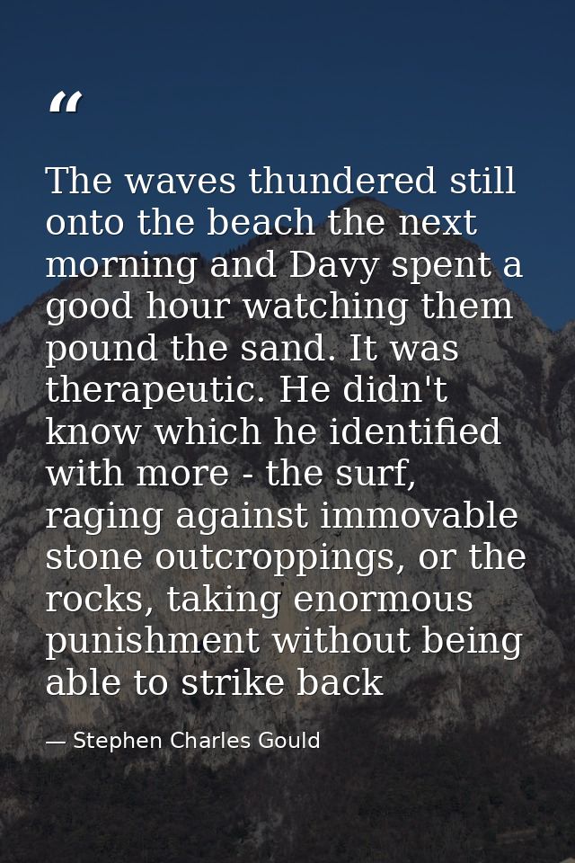 The waves thundered still onto the beach the next morning and Davy spent a good hour watching them pound the sand. It wa — Stephen Charles Gould