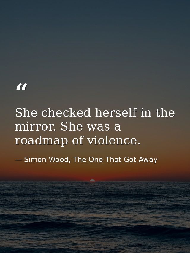She checked herself in the mirror. She was a roadmap of violence. — Simon Wood, The One That Got Away