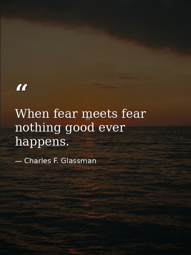 When fear meets fear nothing good ever happens. — Charles F. Glassman