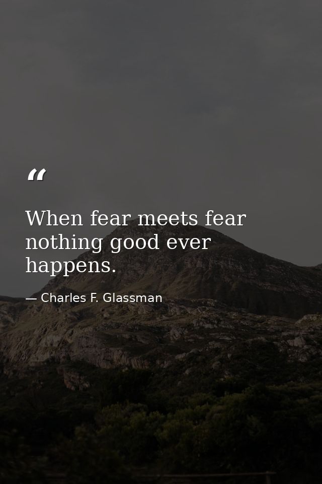 When fear meets fear nothing good ever happens. — Charles F. Glassman
