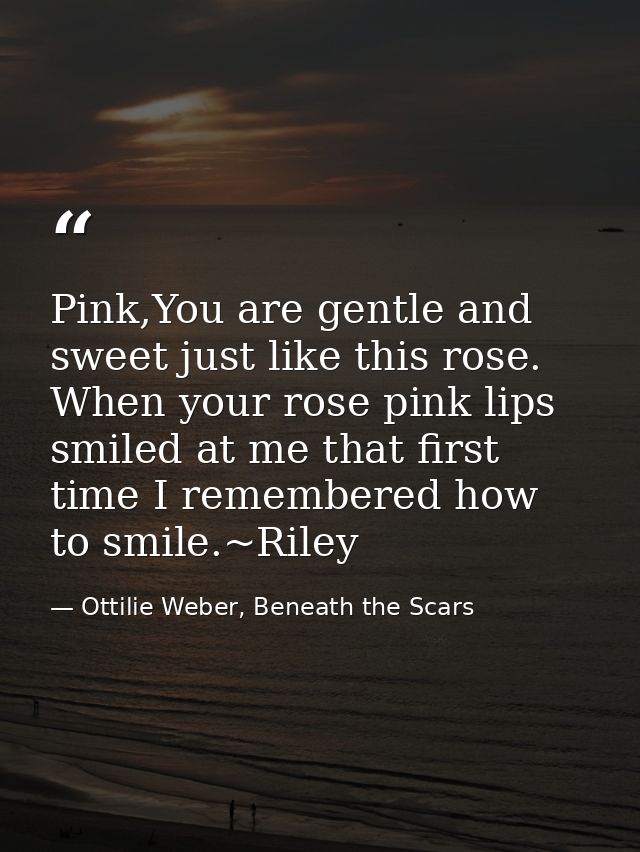 Pink,You are gentle and sweet just like this rose. When your rose pink lips smiled at me that first time I remembered ho — Ottilie Weber, Beneath the Scars