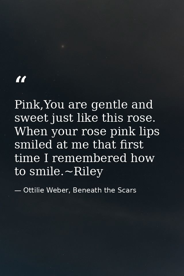 Pink,You are gentle and sweet just like this rose. When your rose pink lips smiled at me that first time I remembered ho — Ottilie Weber, Beneath the Scars