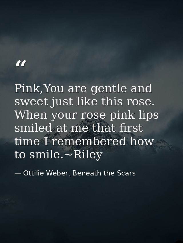 Pink,You are gentle and sweet just like this rose. When your rose pink lips smiled at me that first time I remembered ho — Ottilie Weber, Beneath the Scars