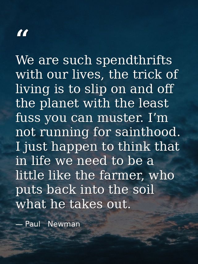 We are such spendthrifts with our lives, the trick of living is to slip on and off the planet with the least fuss you ca — Paul   Newman
