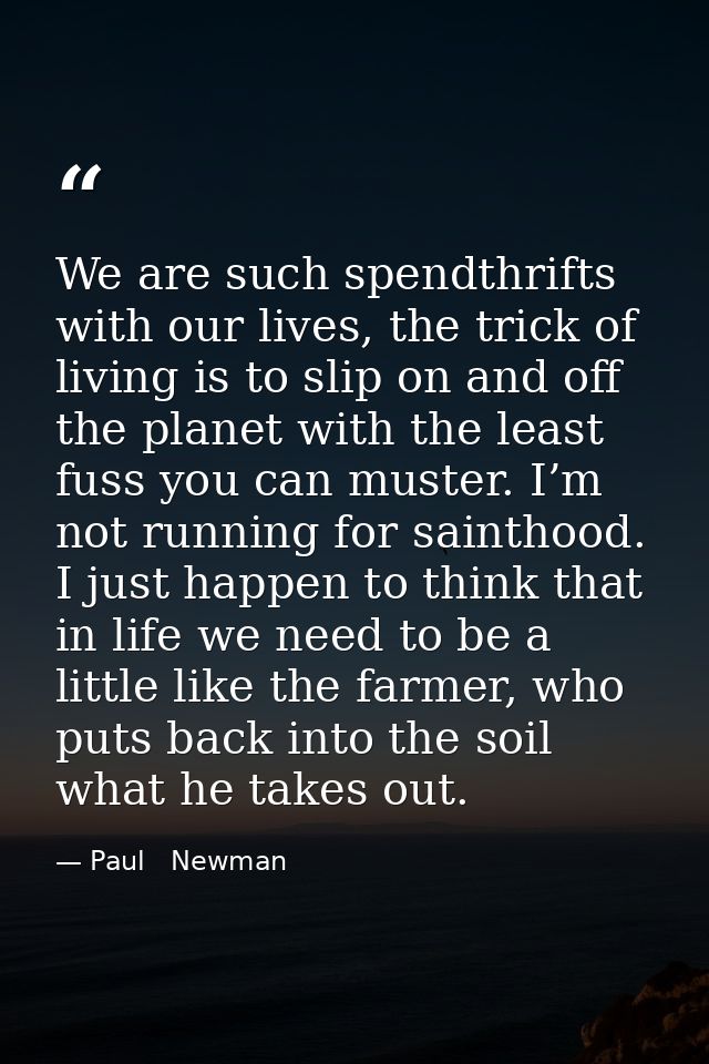 We are such spendthrifts with our lives, the trick of living is to slip on and off the planet with the least fuss you ca — Paul   Newman