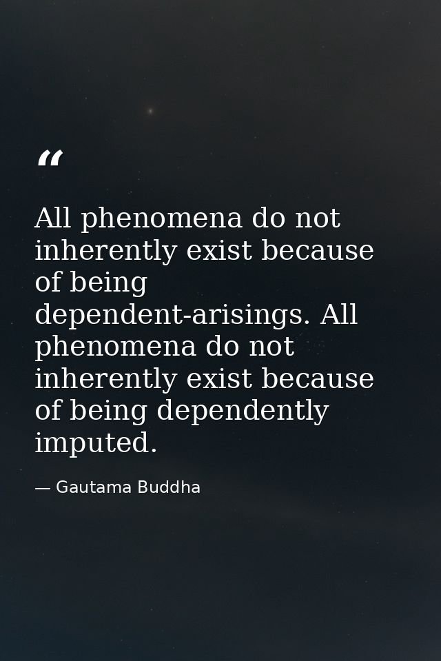 All phenomena do not inherently exist because of being dependent-arisings. All phenomena do not inherently exist because — Gautama Buddha