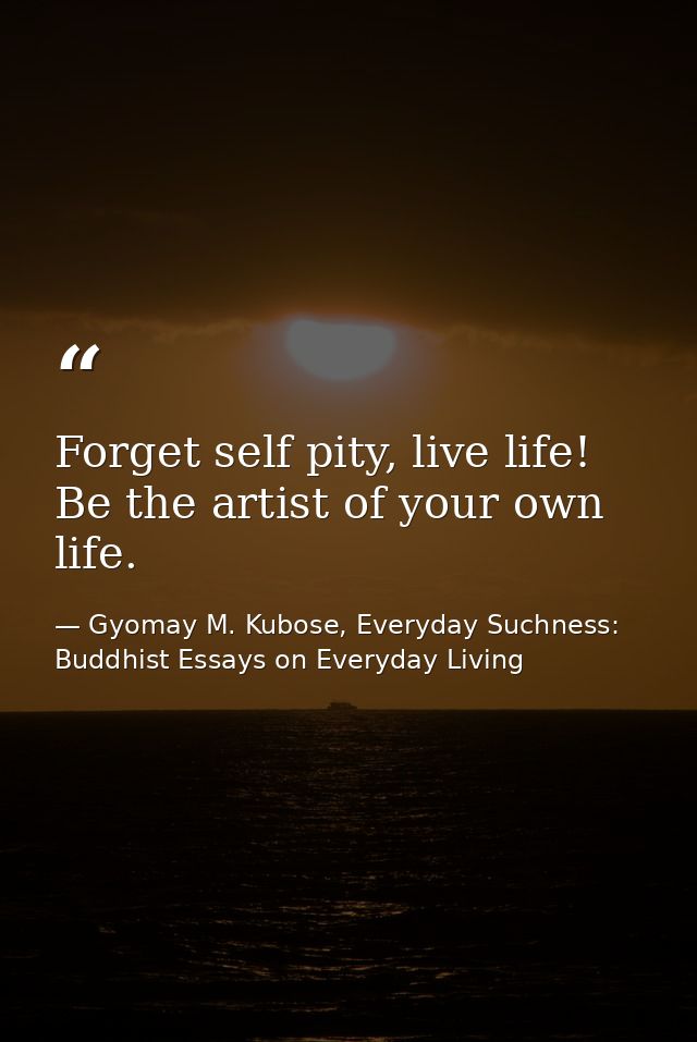 Forget self pity, live life! Be the artist of your own life. — Gyomay M. Kubose, Everyday Suchness: Buddhist Essays on Everyday Living