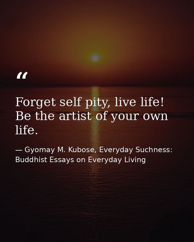 Forget self pity, live life! Be the artist of your own life. — Gyomay M. Kubose, Everyday Suchness: Buddhist Essays on Everyday Living