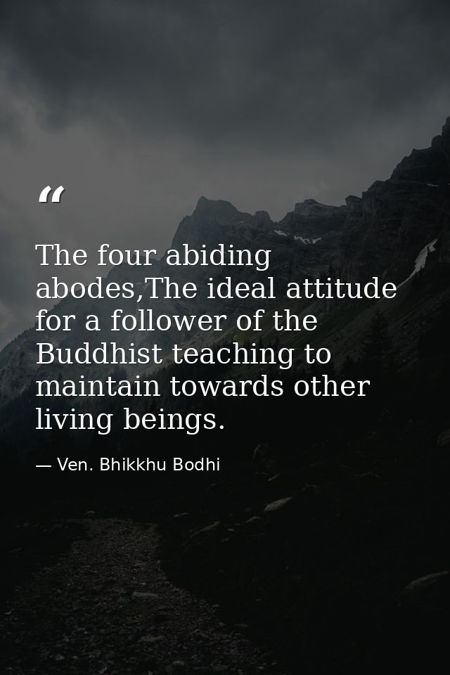 The four abiding abodes,The ideal attitude for a follower of the Buddhist teaching to maintain towards other living bein — Ven. Bhikkhu Bodhi