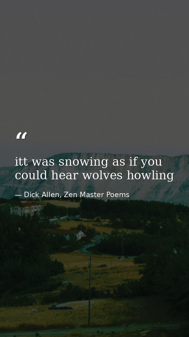 itt was snowing as if you could hear wolves howling — Dick Allen, Zen Master Poems