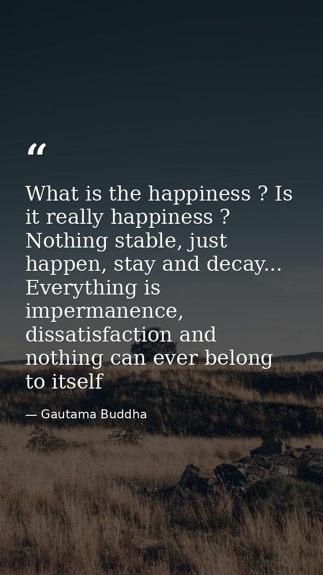 What is the happiness ? Is it really happiness ? Nothing stable, just happen, stay and decay... Everything is impermanen — Gautama Buddha