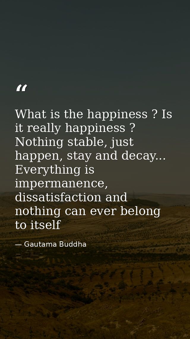 What is the happiness ? Is it really happiness ? Nothing stable, just happen, stay and decay... Everything is impermanen — Gautama Buddha