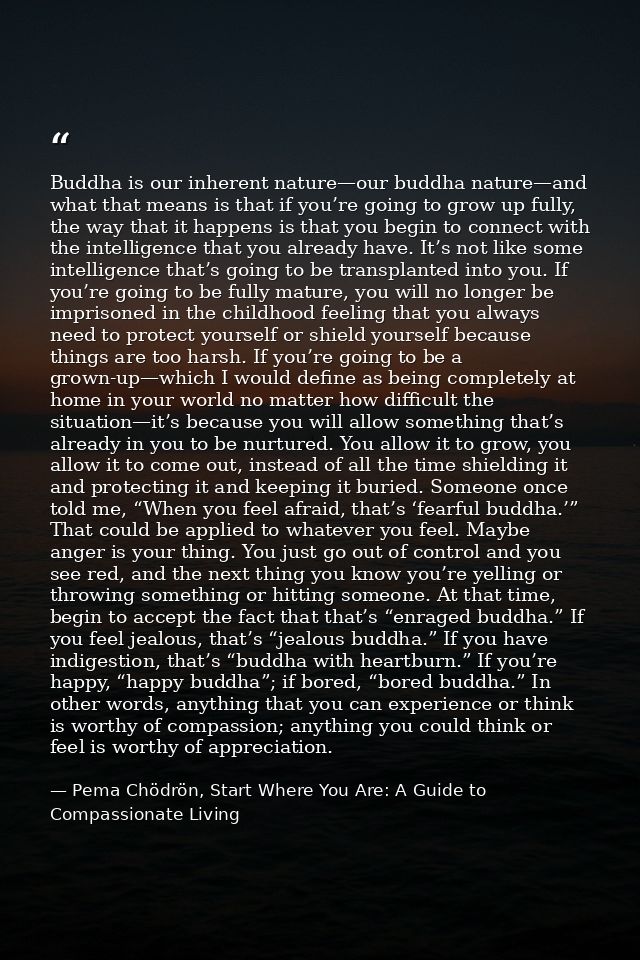 Buddha is our inherent nature—our buddha nature—and what that means is that if you’re going to grow up fully, the way th — Pema Chödrön, Start Where You Are: A Guide to Compassionate Living