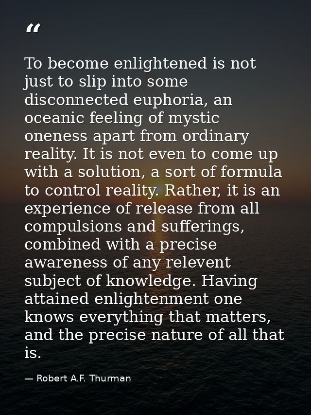 To become enlightened is not just to slip into some disconnected euphoria, an oceanic feeling of mystic oneness apart fr — Robert A.F. Thurman
