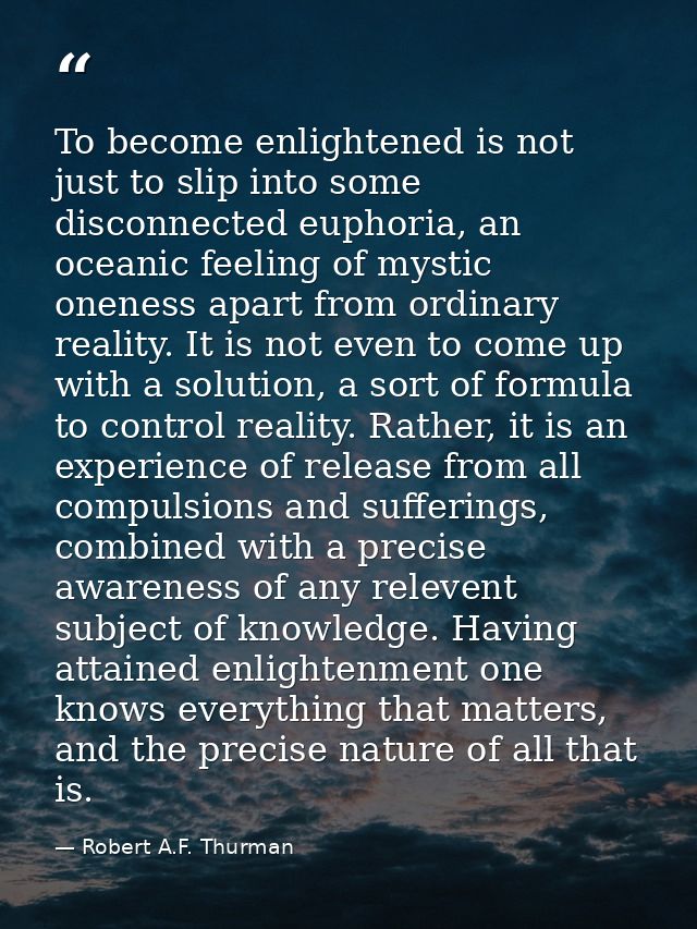 To become enlightened is not just to slip into some disconnected euphoria, an oceanic feeling of mystic oneness apart fr — Robert A.F. Thurman