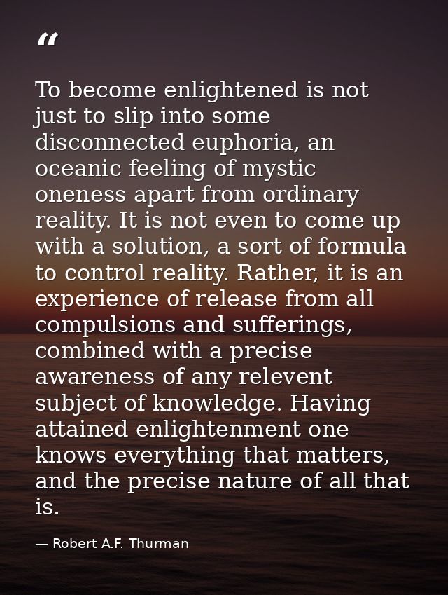 To become enlightened is not just to slip into some disconnected euphoria, an oceanic feeling of mystic oneness apart fr — Robert A.F. Thurman