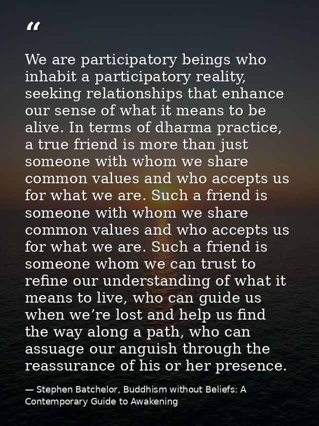 We are participatory beings who inhabit a participatory reality, seeking relationships that enhance our sense of what it — Stephen Batchelor, Buddhism without Beliefs: A Contemporary Guide to Awakening