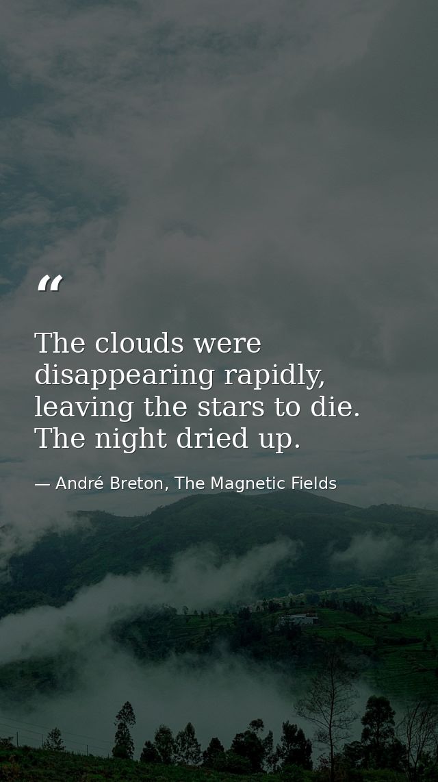 The clouds were disappearing rapidly, leaving the stars to die. The night dried up. — André Breton, The Magnetic Fields
