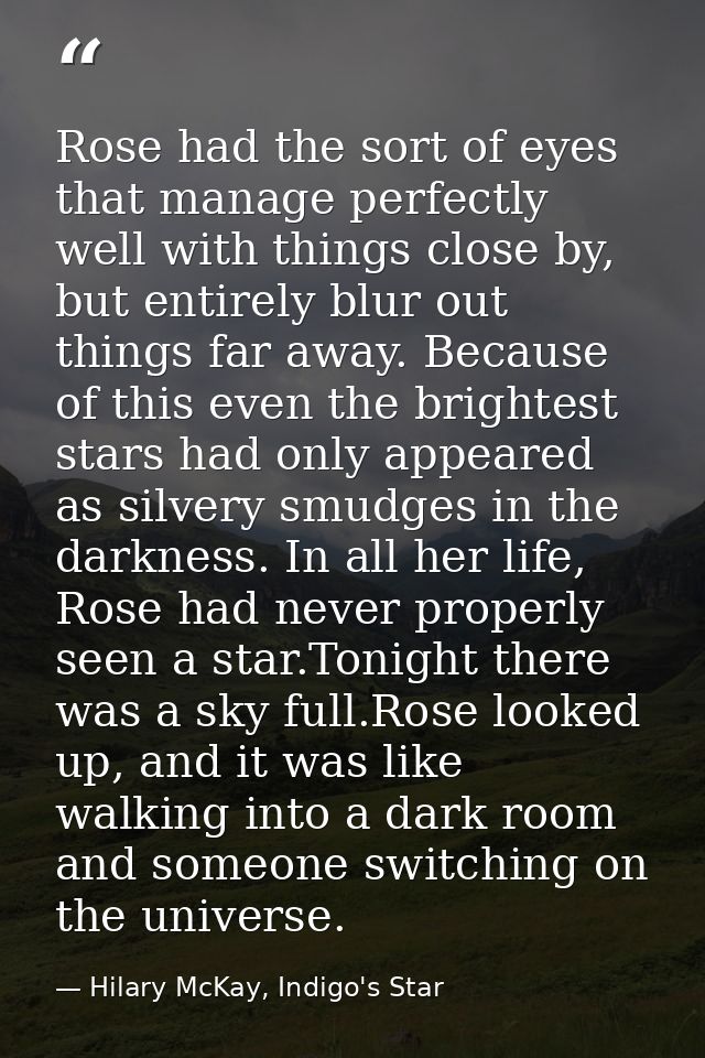 Rose had the sort of eyes that manage perfectly well with things close by, but entirely blur out things far away. Becaus — Hilary McKay, Indigo's Star
