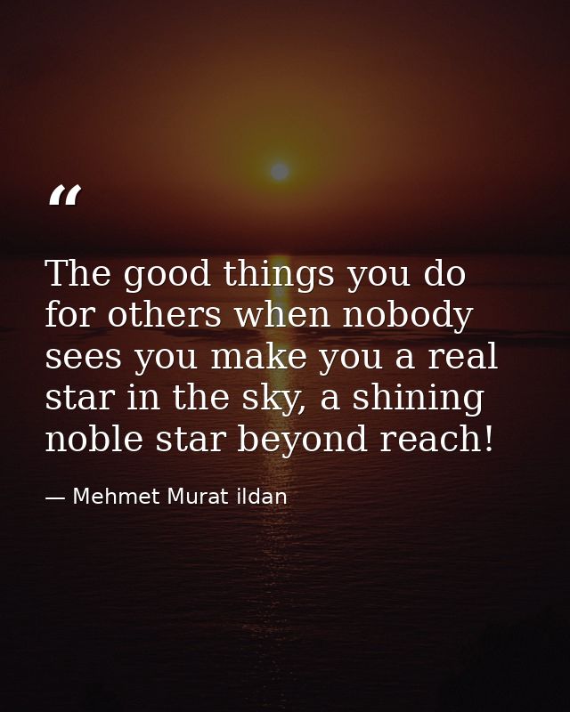The good things you do for others when nobody sees you make you a real star in the sky, a shining noble star beyond reac — Mehmet Murat ildan