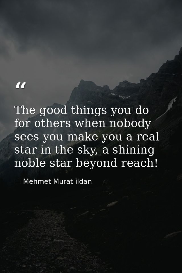 The good things you do for others when nobody sees you make you a real star in the sky, a shining noble star beyond reac — Mehmet Murat ildan
