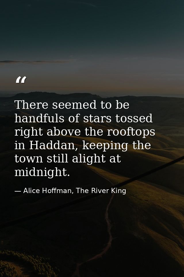 There seemed to be handfuls of stars tossed right above the rooftops in Haddan, keeping the town still alight at midnigh — Alice Hoffman, The River King