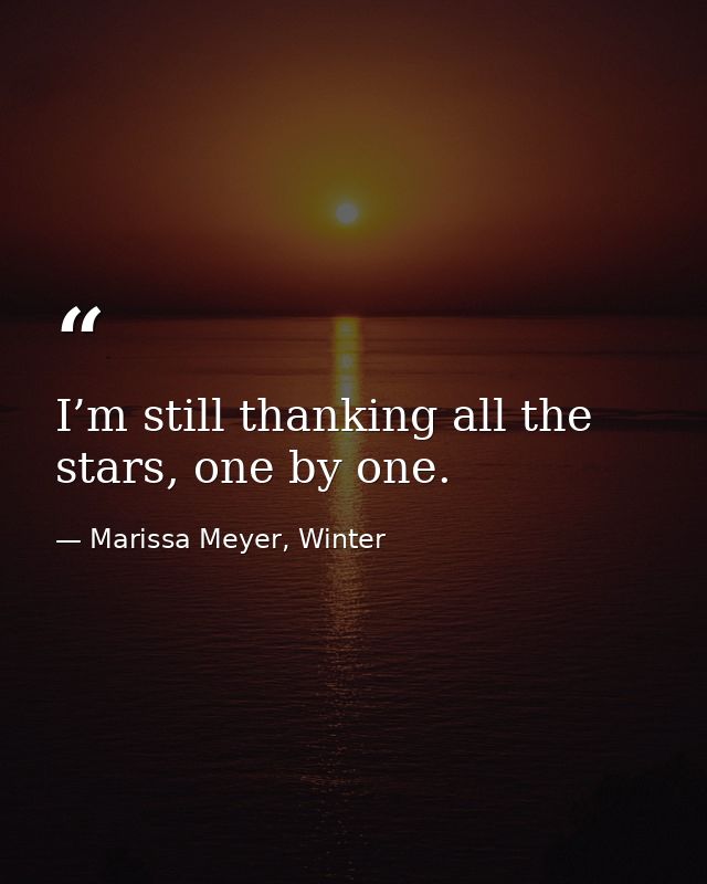I’m still thanking all the stars, one by one. — Marissa Meyer, Winter