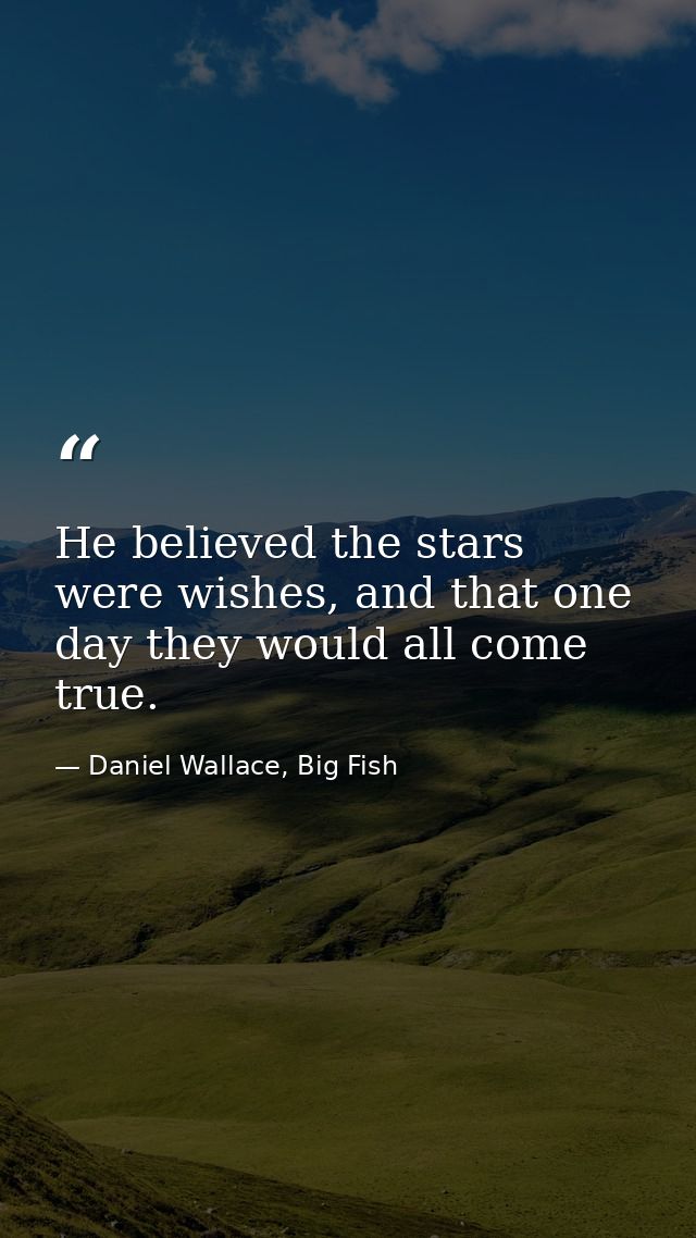 He believed the stars were wishes, and that one day they would all come true. — Daniel Wallace, Big Fish