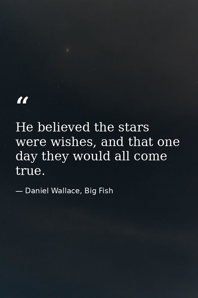 He believed the stars were wishes, and that one day they would all come true. — Daniel Wallace, Big Fish