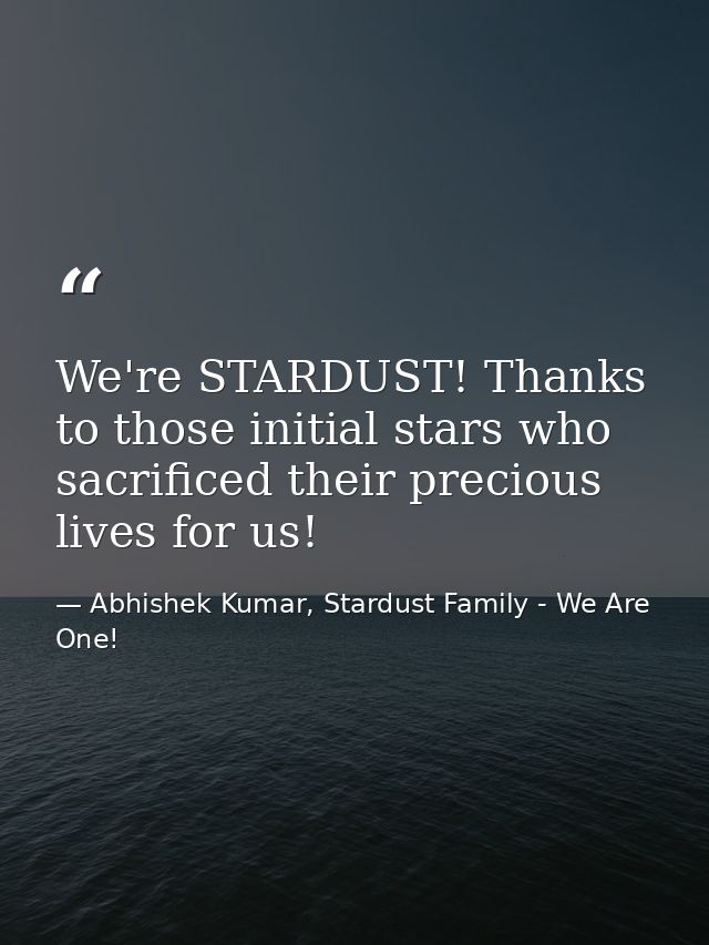 We're STARDUST! Thanks to those initial stars who sacrificed their precious lives for us! — Abhishek Kumar, Stardust Family - We Are One!