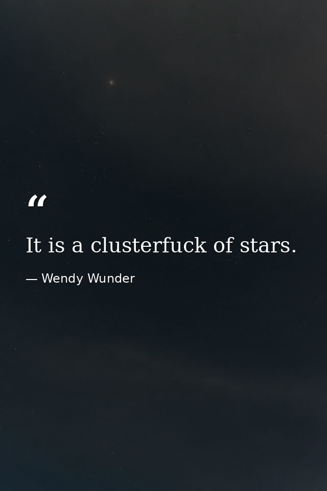 It is a clusterfuck of stars. — Wendy Wunder