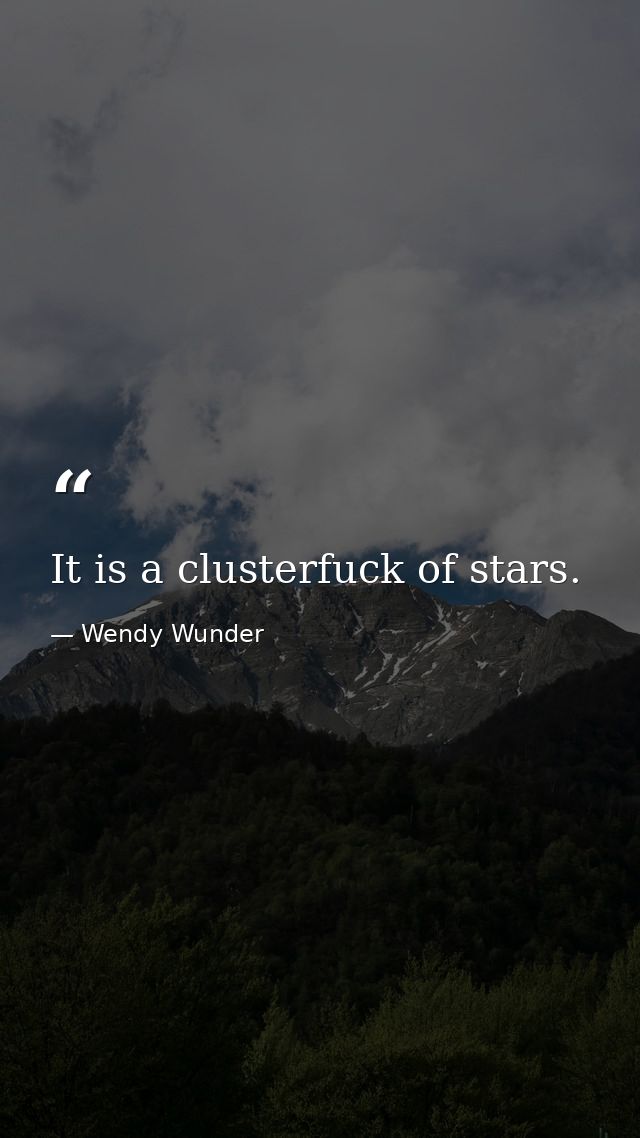 It is a clusterfuck of stars. — Wendy Wunder