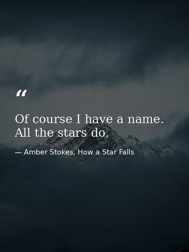 Of course I have a name. All the stars do. — Amber Stokes, How a Star Falls