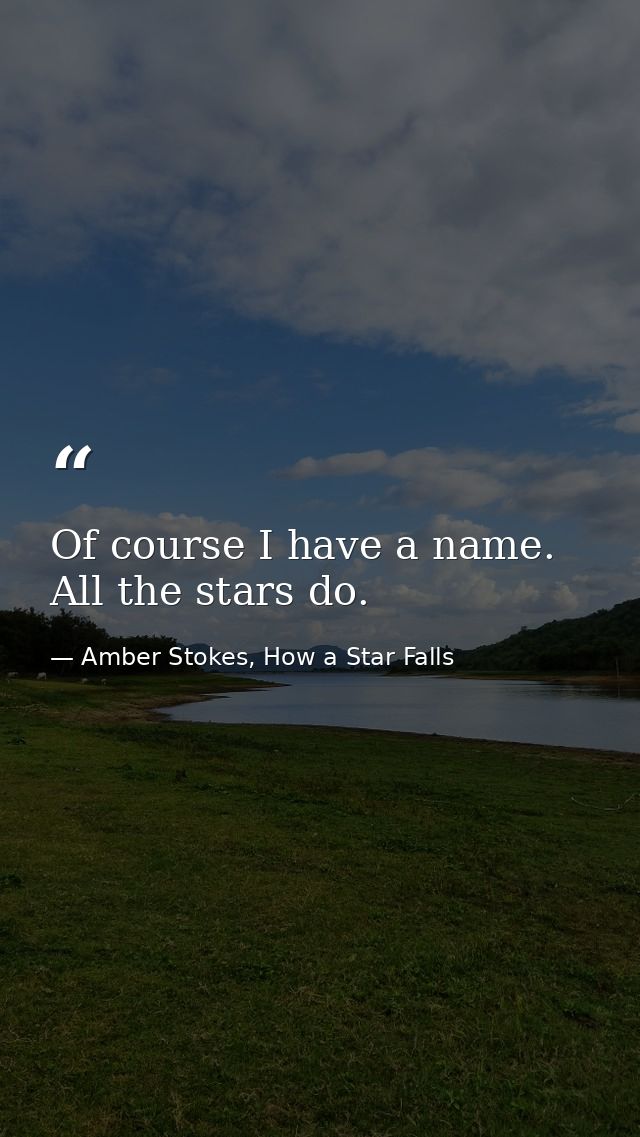 Of course I have a name. All the stars do. — Amber Stokes, How a Star Falls