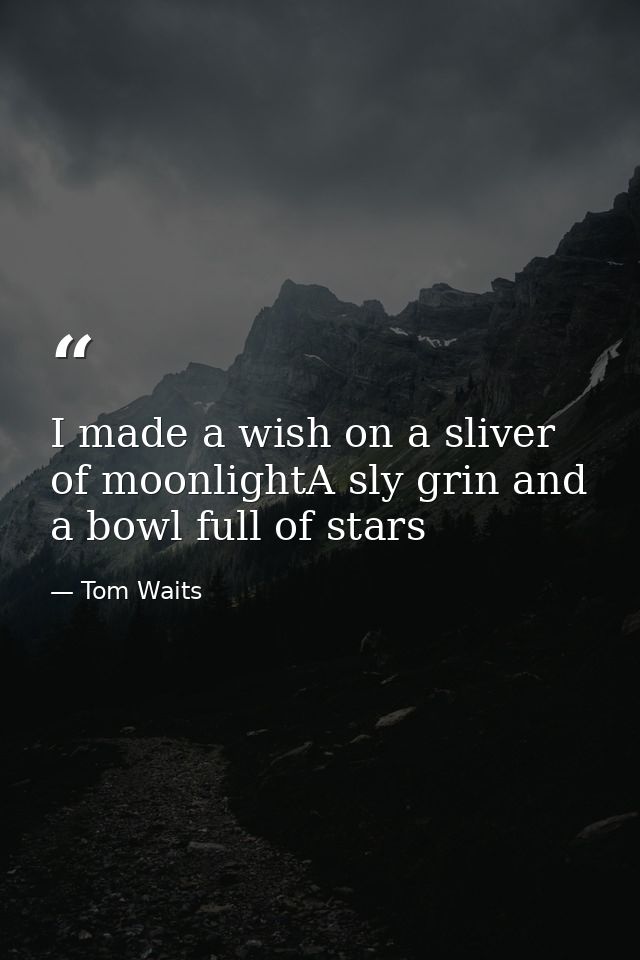 I made a wish on a sliver of moonlightA sly grin and a bowl full of stars — Tom Waits