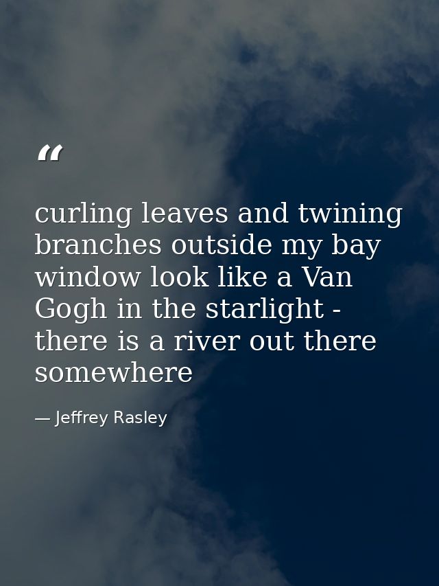 curling leaves and twining branches outside my bay window look like a Van Gogh in the starlight - there is a river out t — Jeffrey Rasley