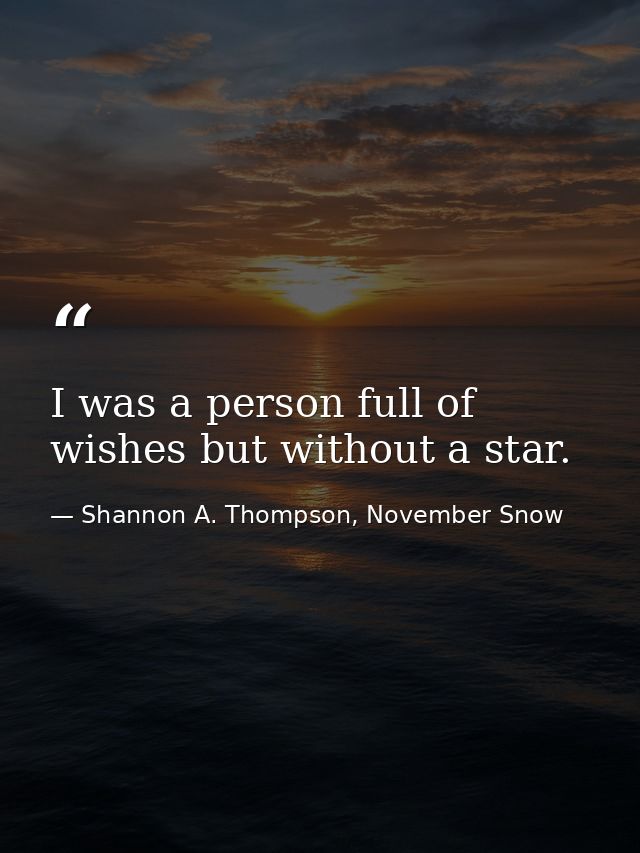 I was a person full of wishes but without a star. — Shannon A. Thompson, November Snow