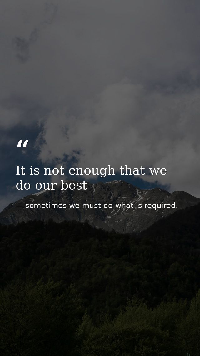 It is not enough that we do our best — sometimes we must do what is required.