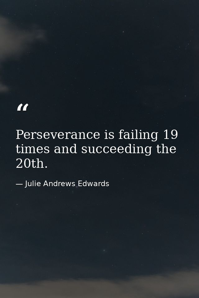Perseverance is failing 19 times and succeeding the 20th. — Julie Andrews Edwards
