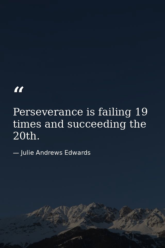 Perseverance is failing 19 times and succeeding the 20th. — Julie Andrews Edwards